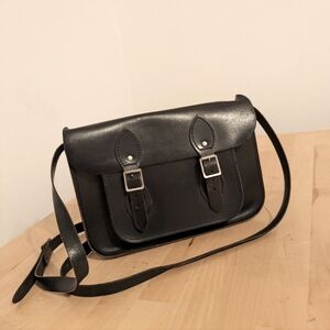 Black leather satchel